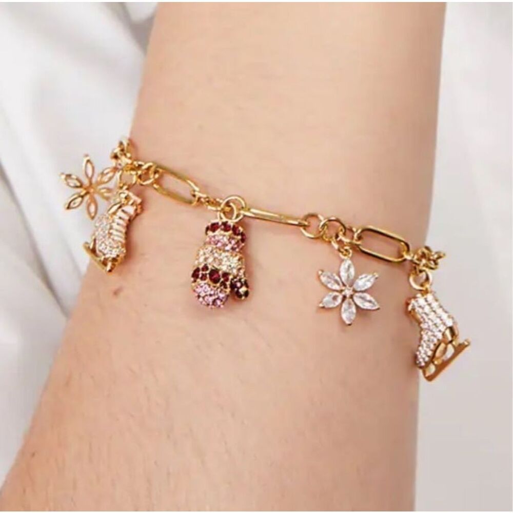 Kate Spade NWT Winter charm bracelet - Ice Skate, Snowflake, Mitten - Picture 5 of 9